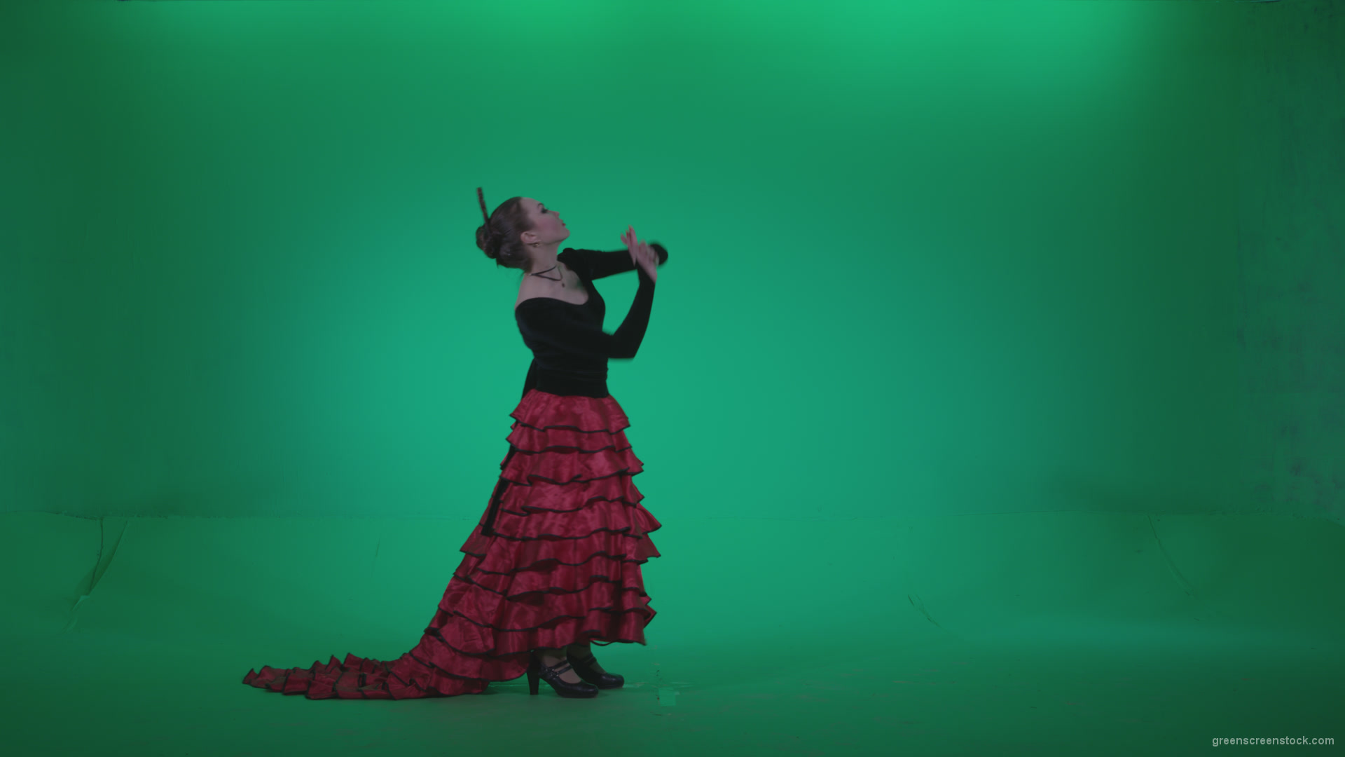 Flamenco-Red-and-Black-Dress-rb11-Green-Screen-Video-Footage_006 Green Screen Stock