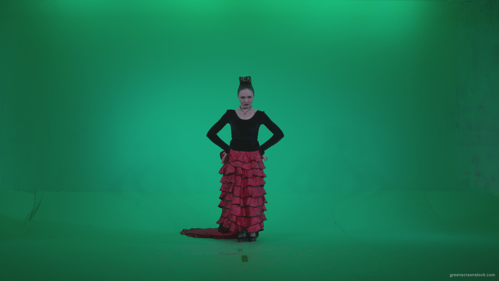 Flamenco-Red-and-Black-Dress-rb12-Green-Screen-Video-Footage_001 Green Screen Stock