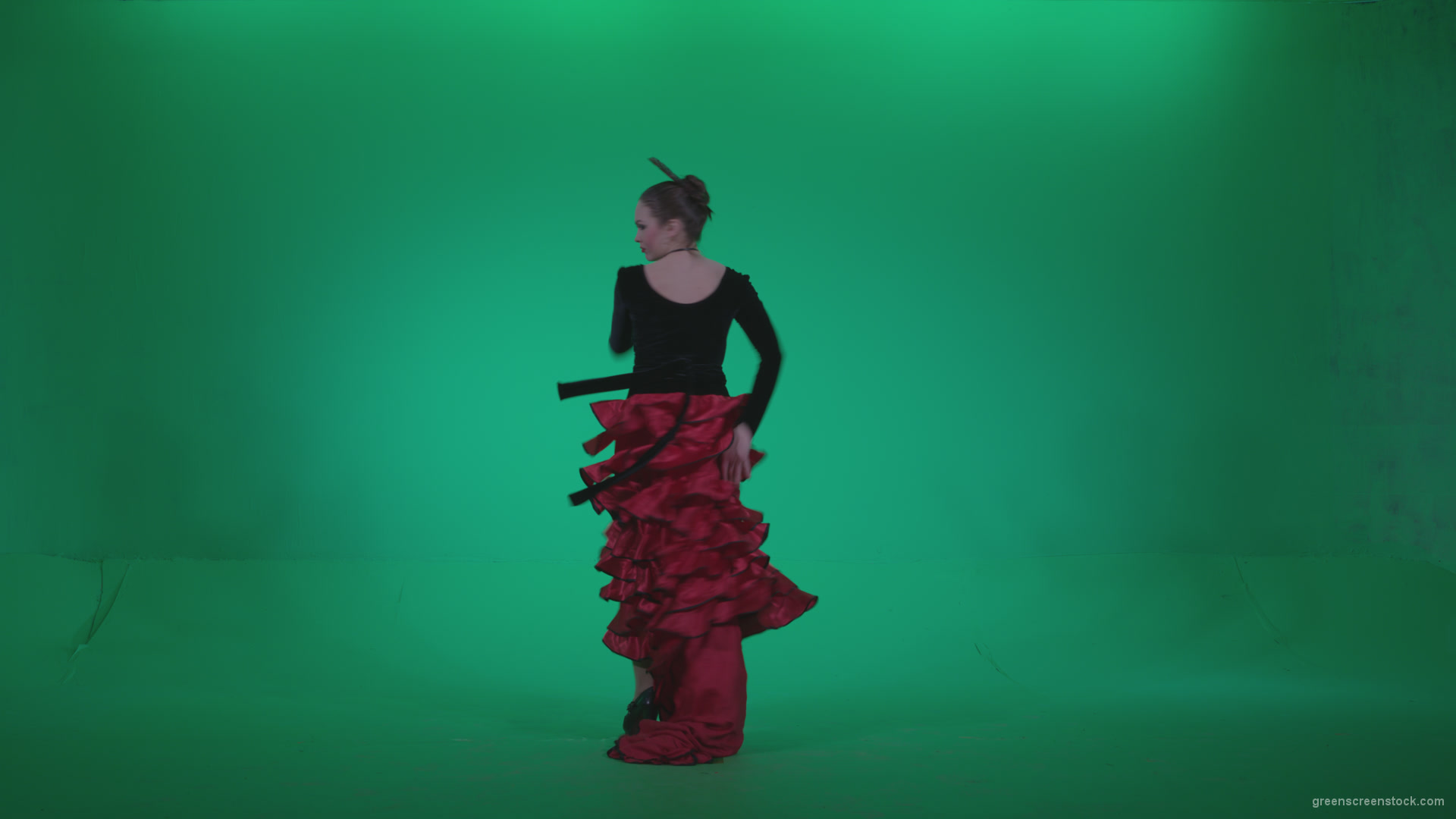Flamenco-Red-and-Black-Dress-rb12-Green-Screen-Video-Footage_004 Green Screen Stock