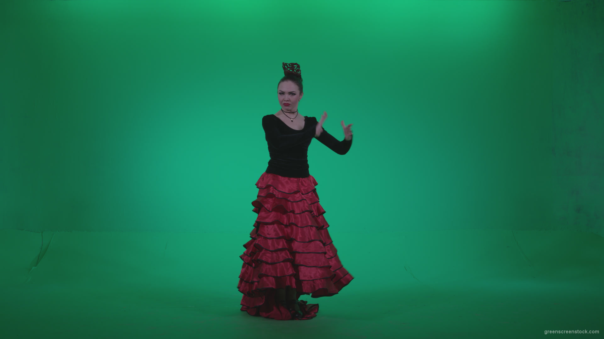 Flamenco-Red-and-Black-Dress-rb12-Green-Screen-Video-Footage_005 Green Screen Stock
