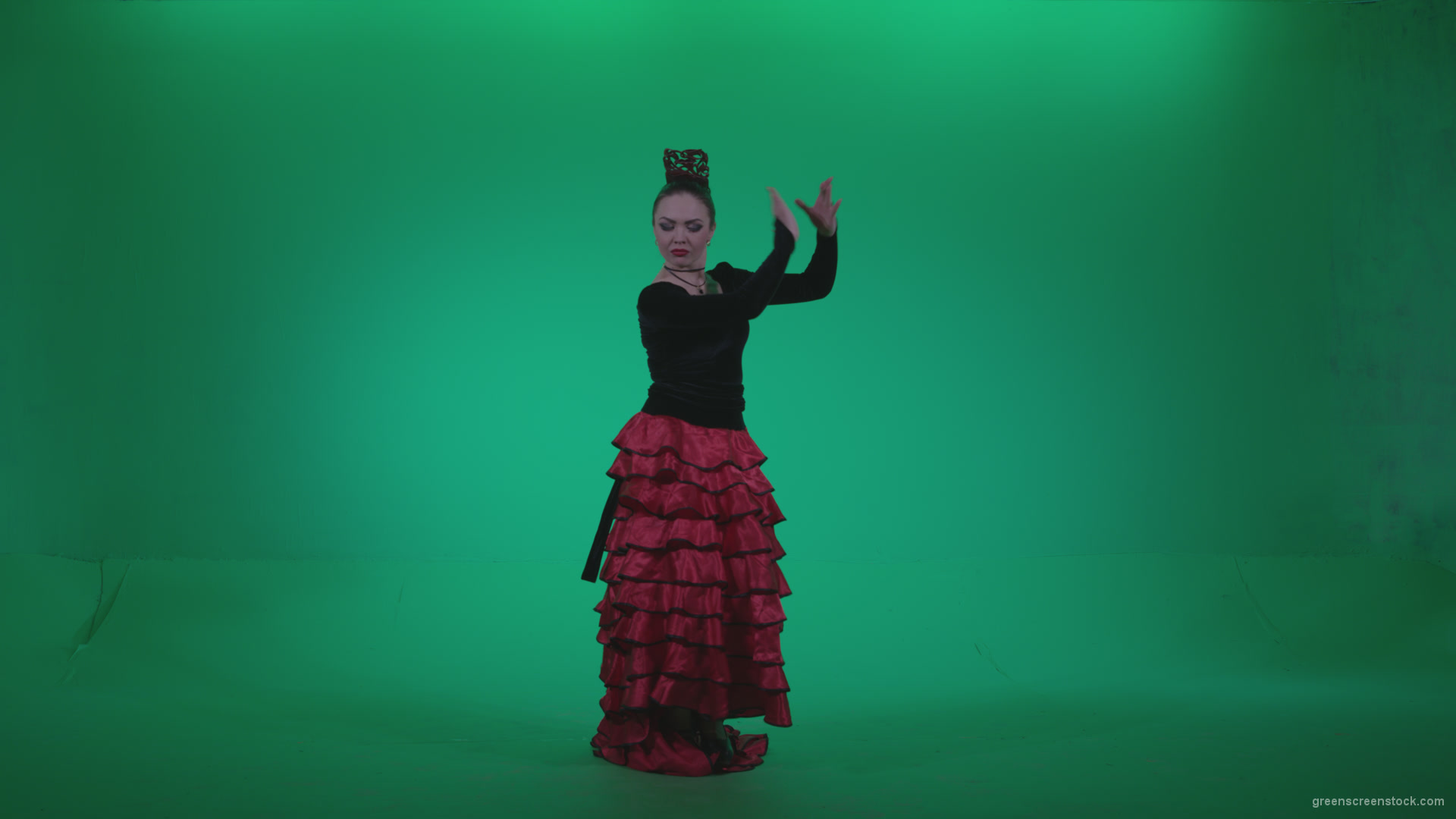 Flamenco-Red-and-Black-Dress-rb12-Green-Screen-Video-Footage_006 Green Screen Stock