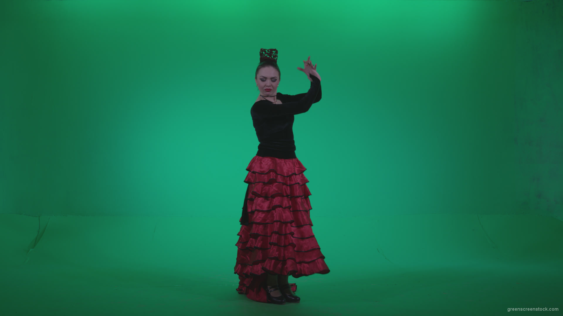 Flamenco-Red-and-Black-Dress-rb12-Green-Screen-Video-Footage_007 Green Screen Stock
