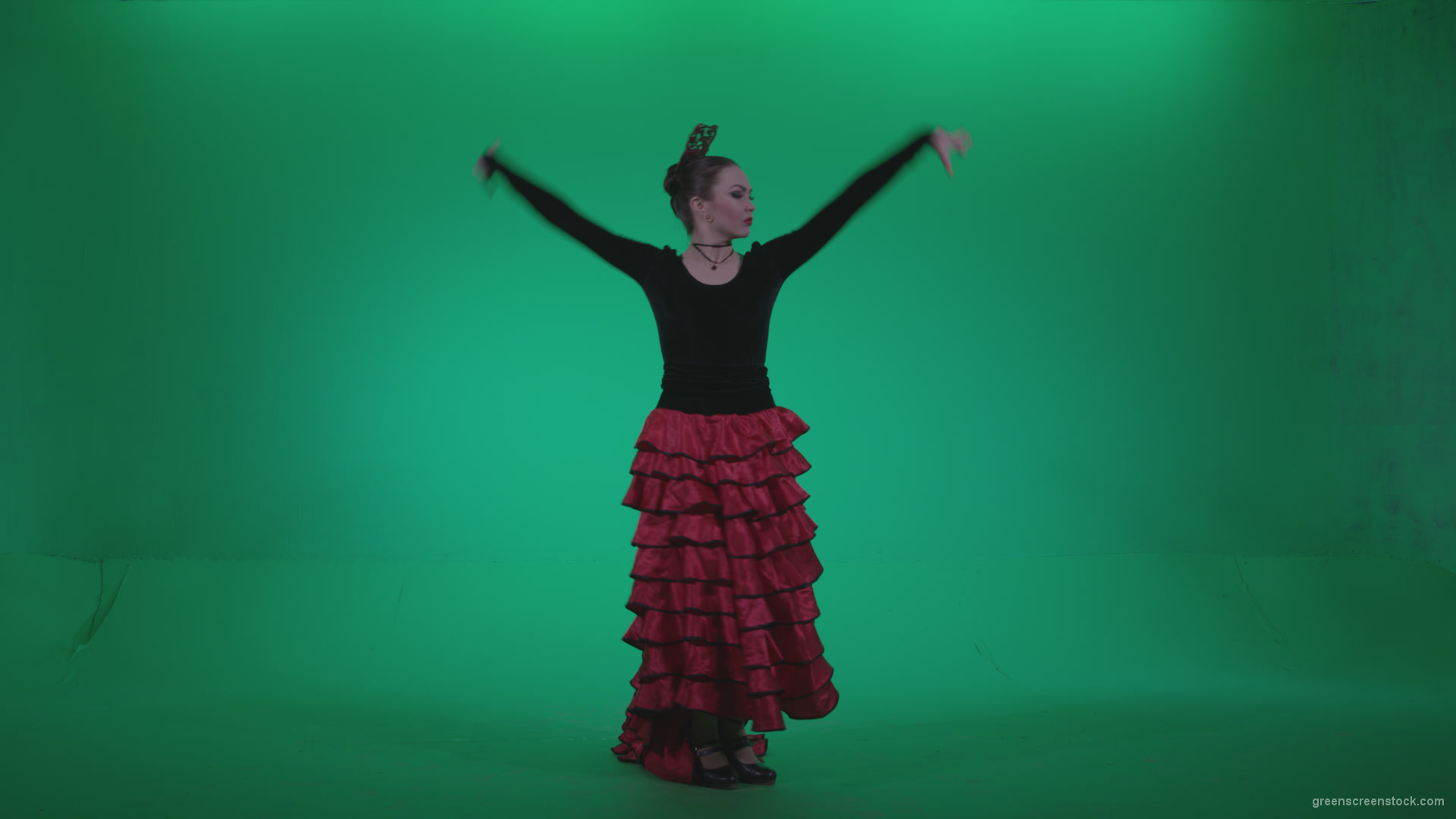 Flamenco-Red-and-Black-Dress-rb12-Green-Screen-Video-Footage_008 Green Screen Stock