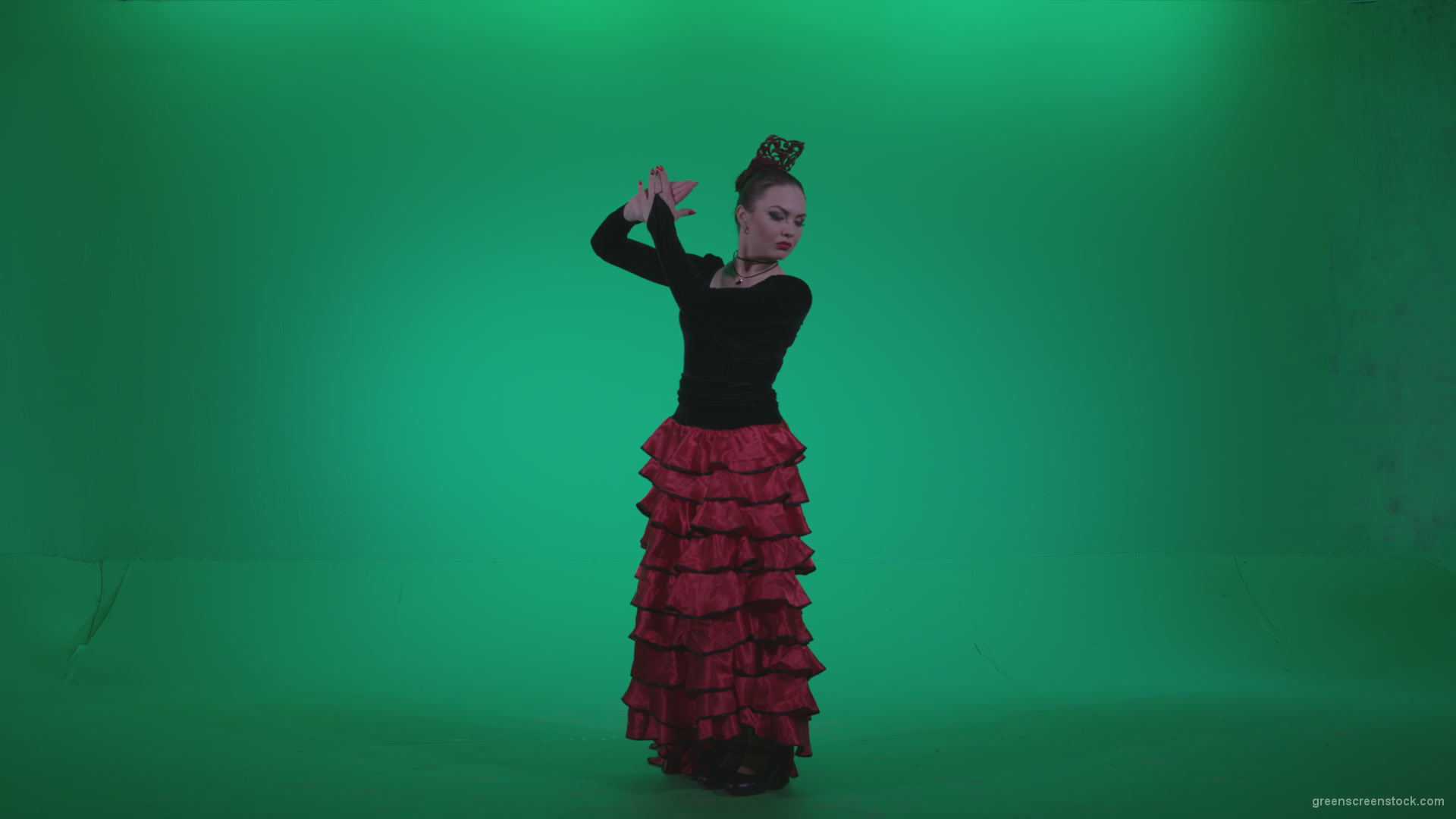 Flamenco-Red-and-Black-Dress-rb12-Green-Screen-Video-Footage_009 Green Screen Stock