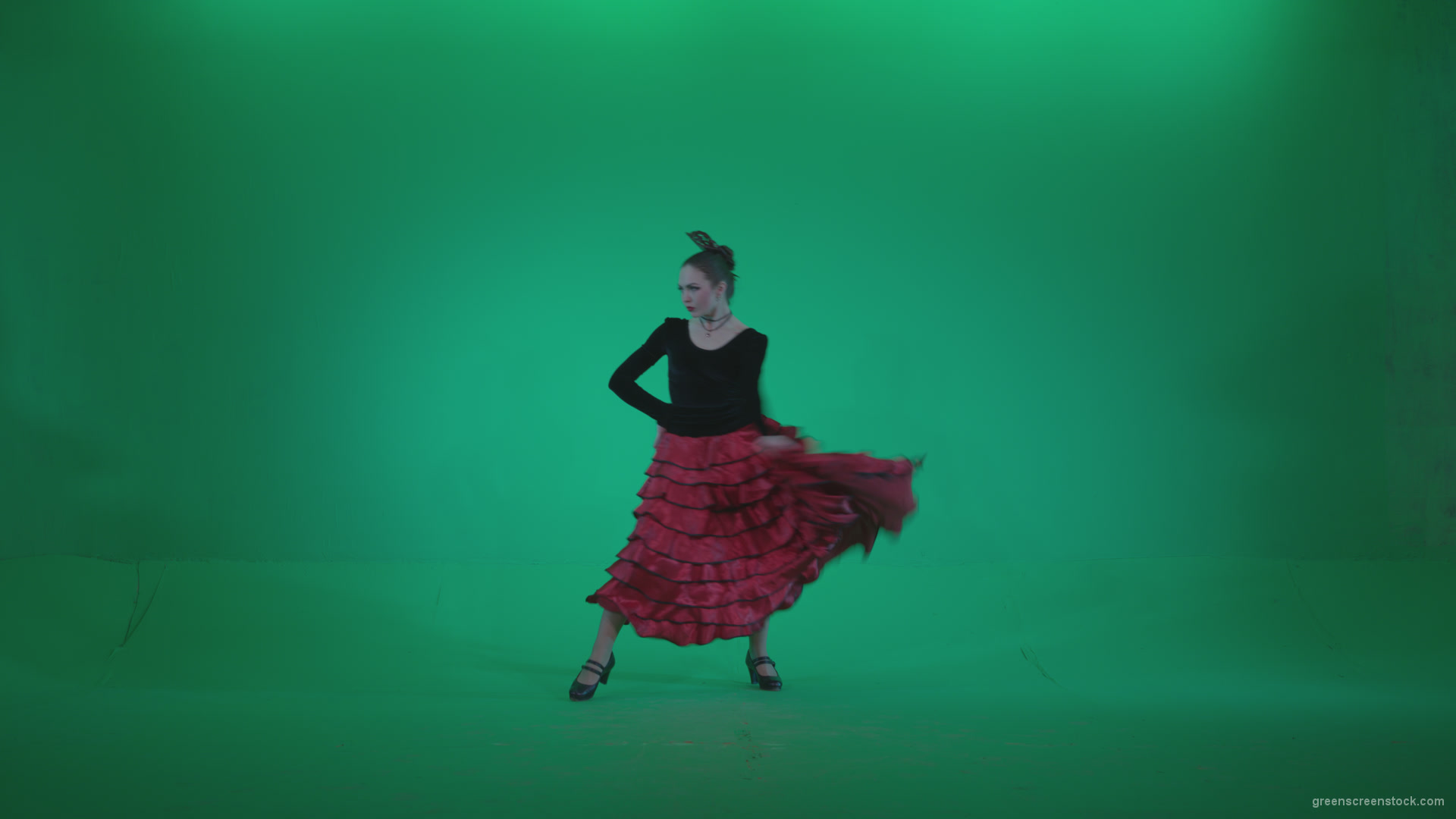 Flamenco-Red-and-Black-Dress-rb2_002 Green Screen Stock