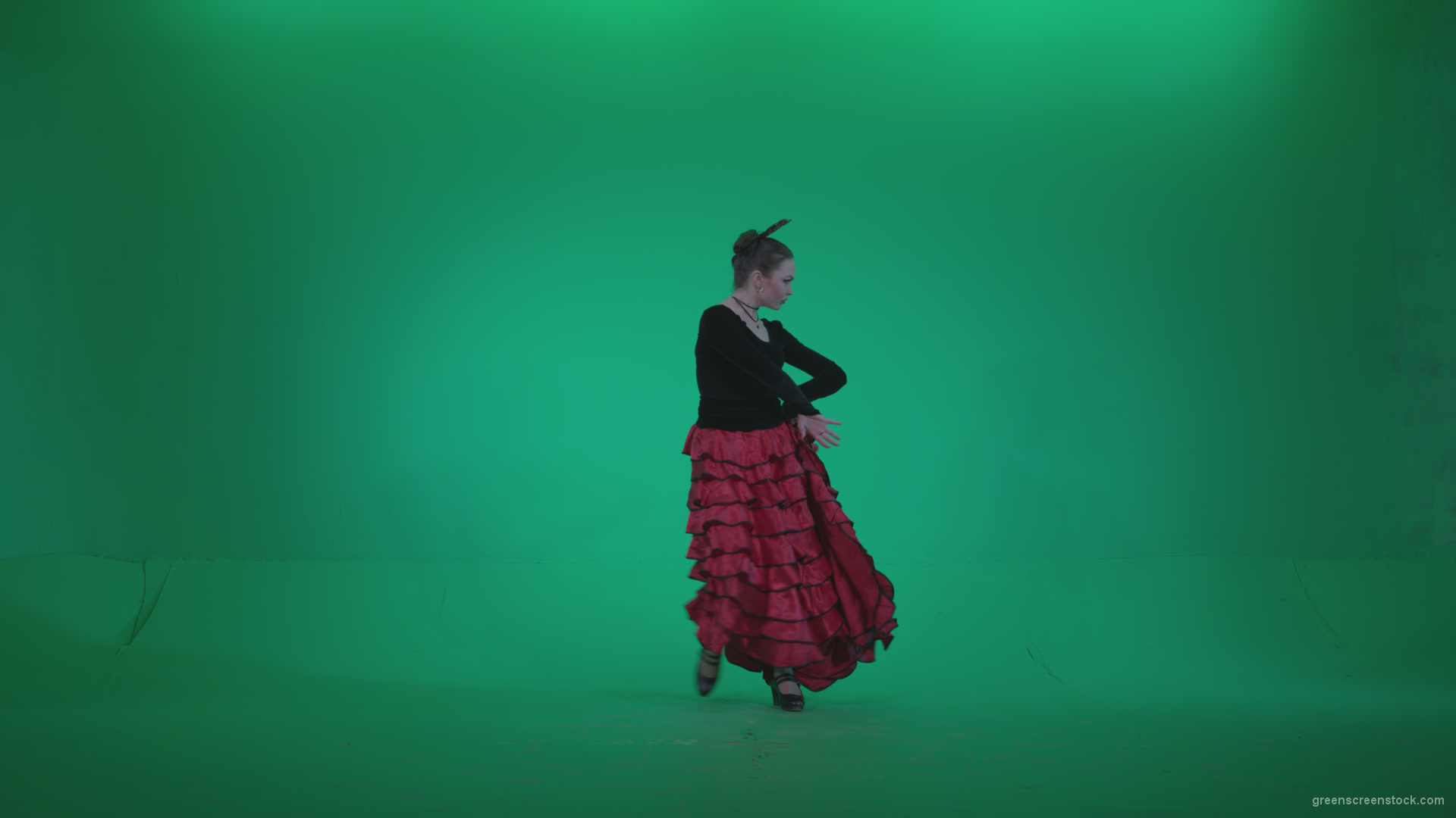 Flamenco-Red-and-Black-Dress-rb2_004 Green Screen Stock