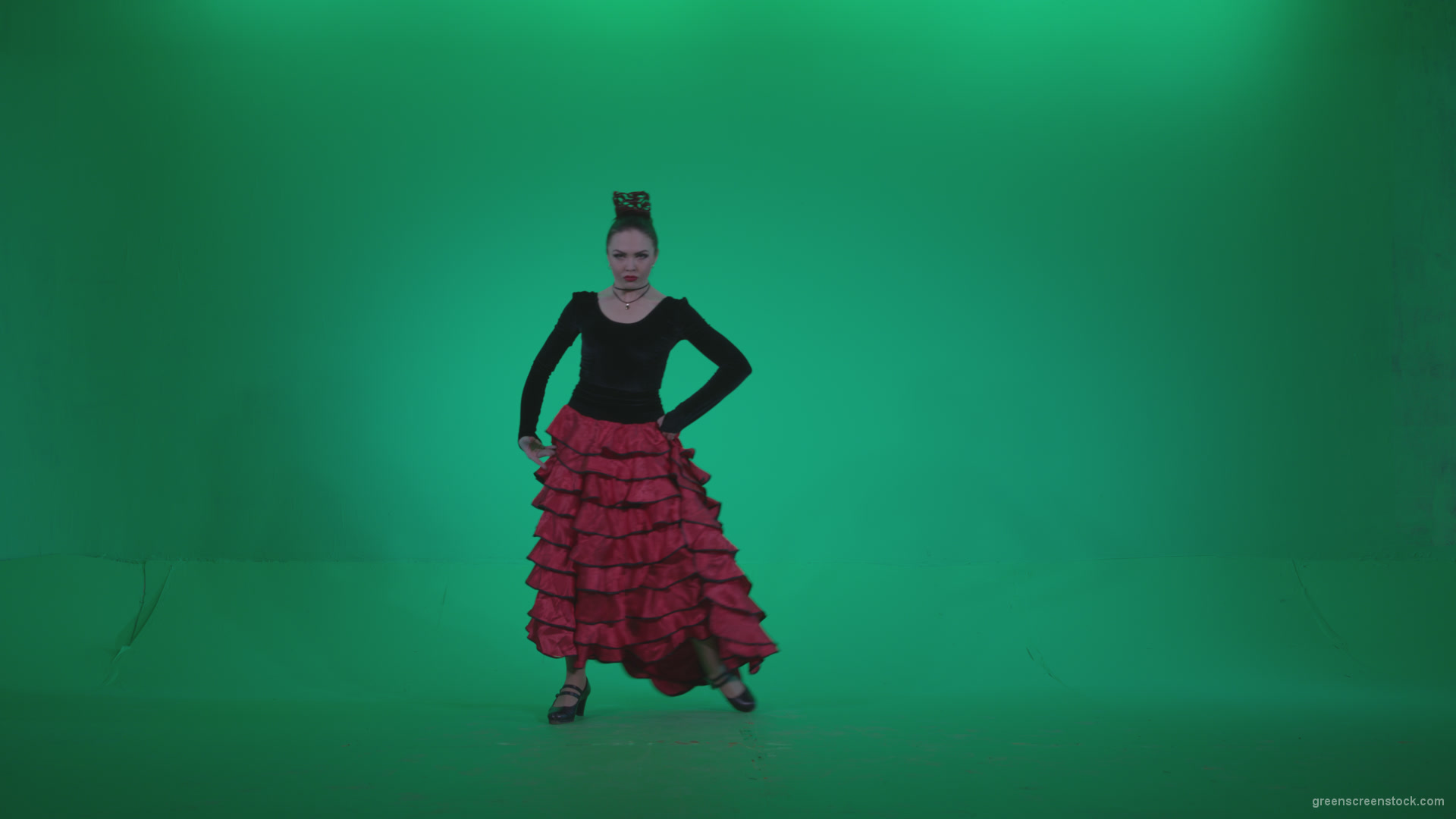 Flamenco-Red-and-Black-Dress-rb2_005 Green Screen Stock