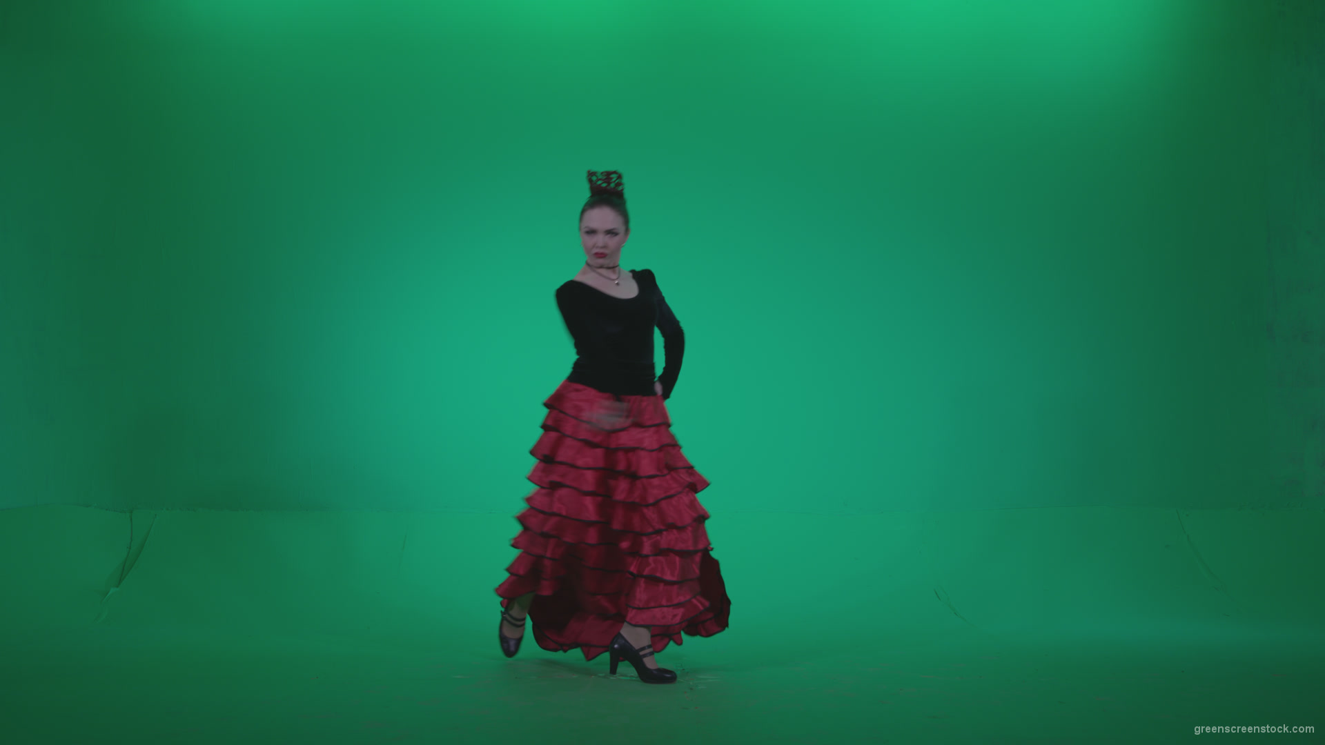 Flamenco-Red-and-Black-Dress-rb2_006 Green Screen Stock
