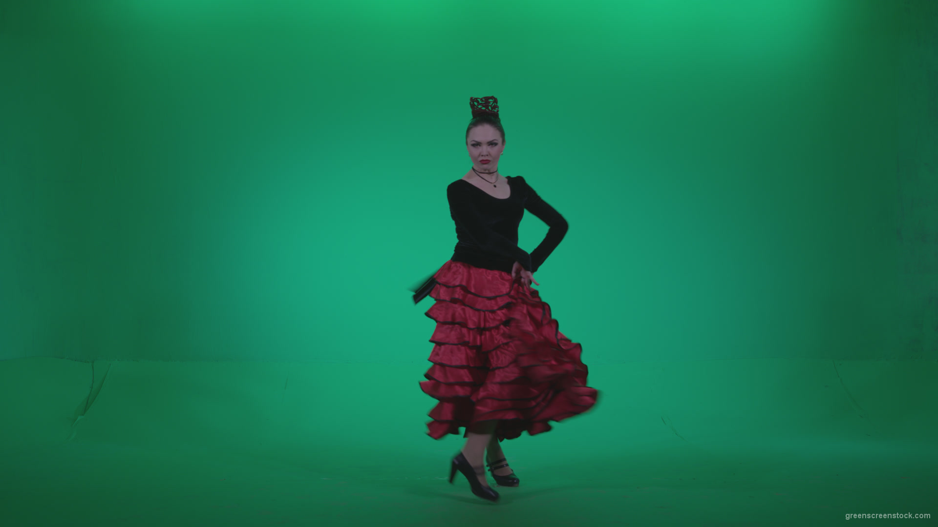 Flamenco-Red-and-Black-Dress-rb2_007 Green Screen Stock
