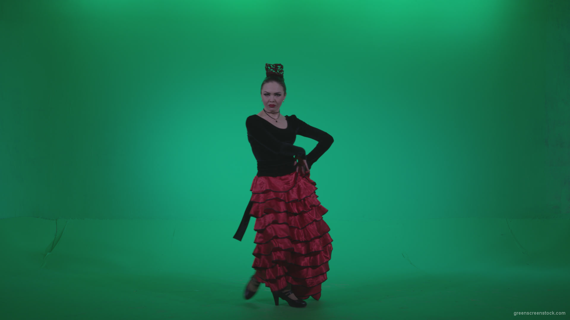 Flamenco-Red-and-Black-Dress-rb2_008 Green Screen Stock