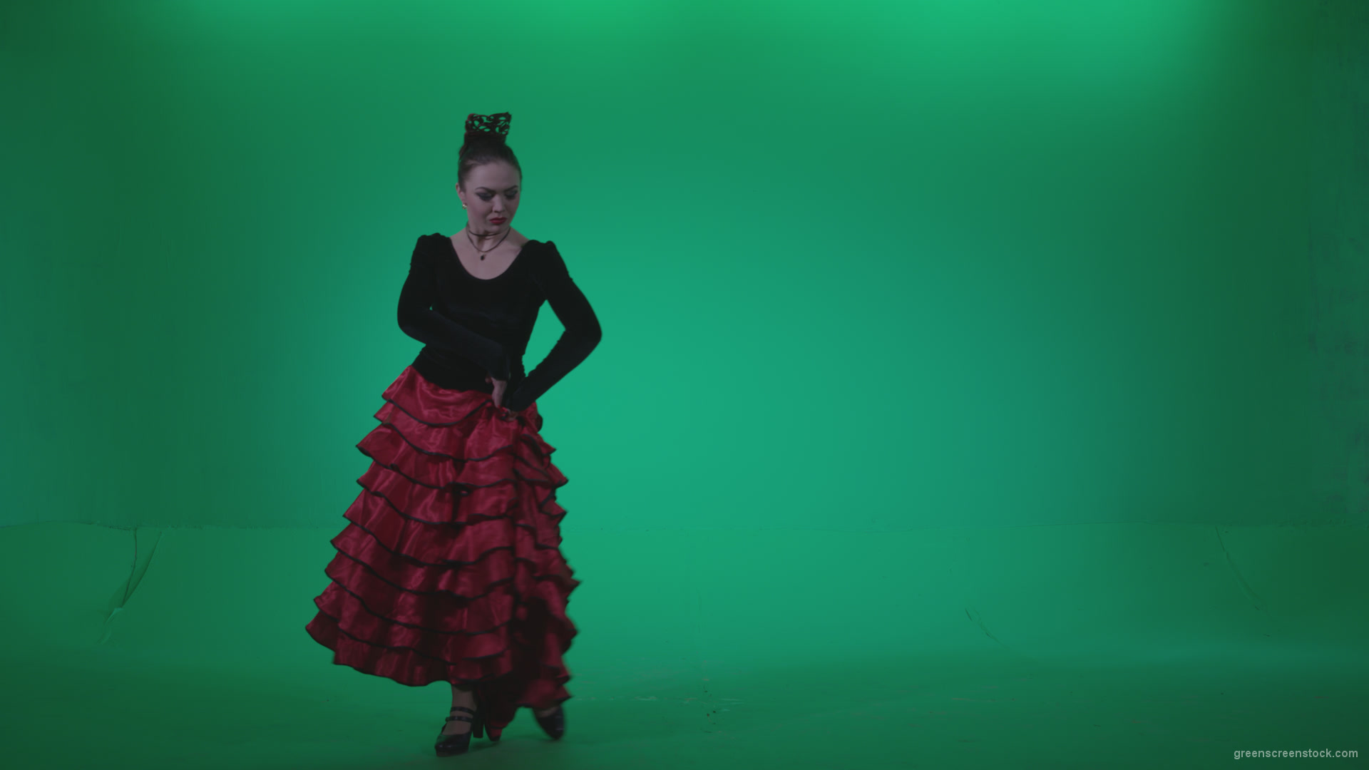 Flamenco-Red-and-Black-Dress-rb2_009 Green Screen Stock
