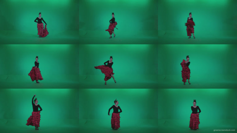 Flamenco-Red-and-Black-Dress-rb5-Green-Screen-Video-Footage Green Screen Stock