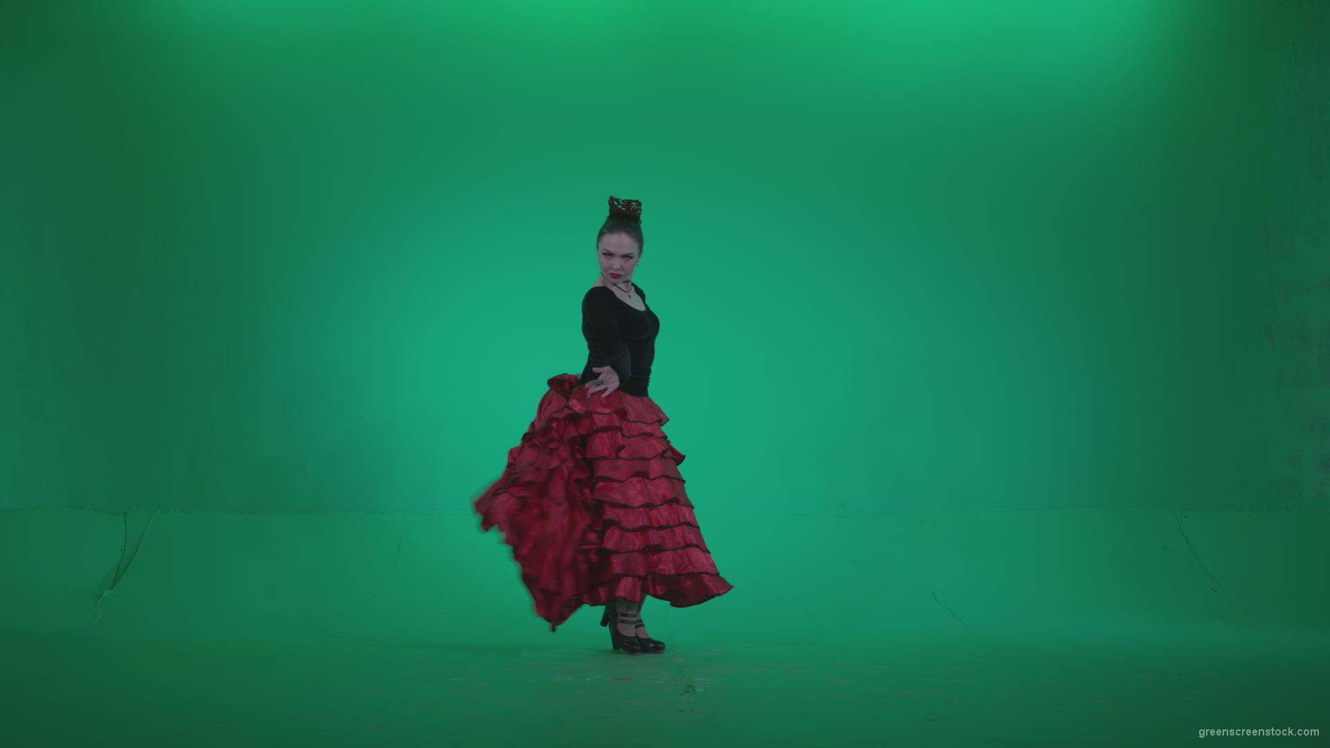 Flamenco-Red-and-Black-Dress-rb5-Green-Screen-Video-Footage_004 Green Screen Stock