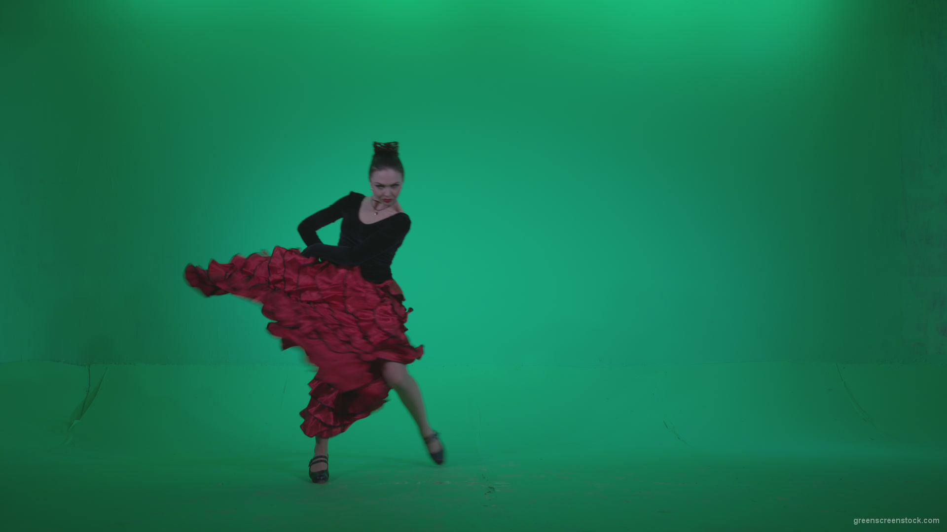 Flamenco-Red-and-Black-Dress-rb5-Green-Screen-Video-Footage_005 Green Screen Stock