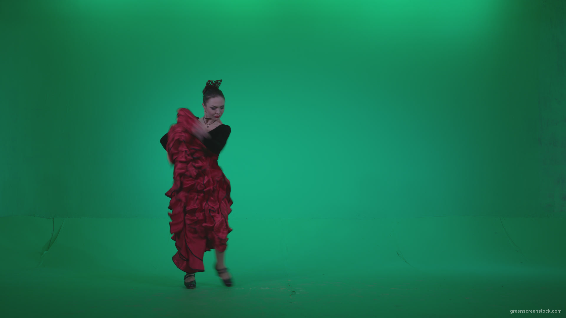 Flamenco-Red-and-Black-Dress-rb5-Green-Screen-Video-Footage_006 Green Screen Stock