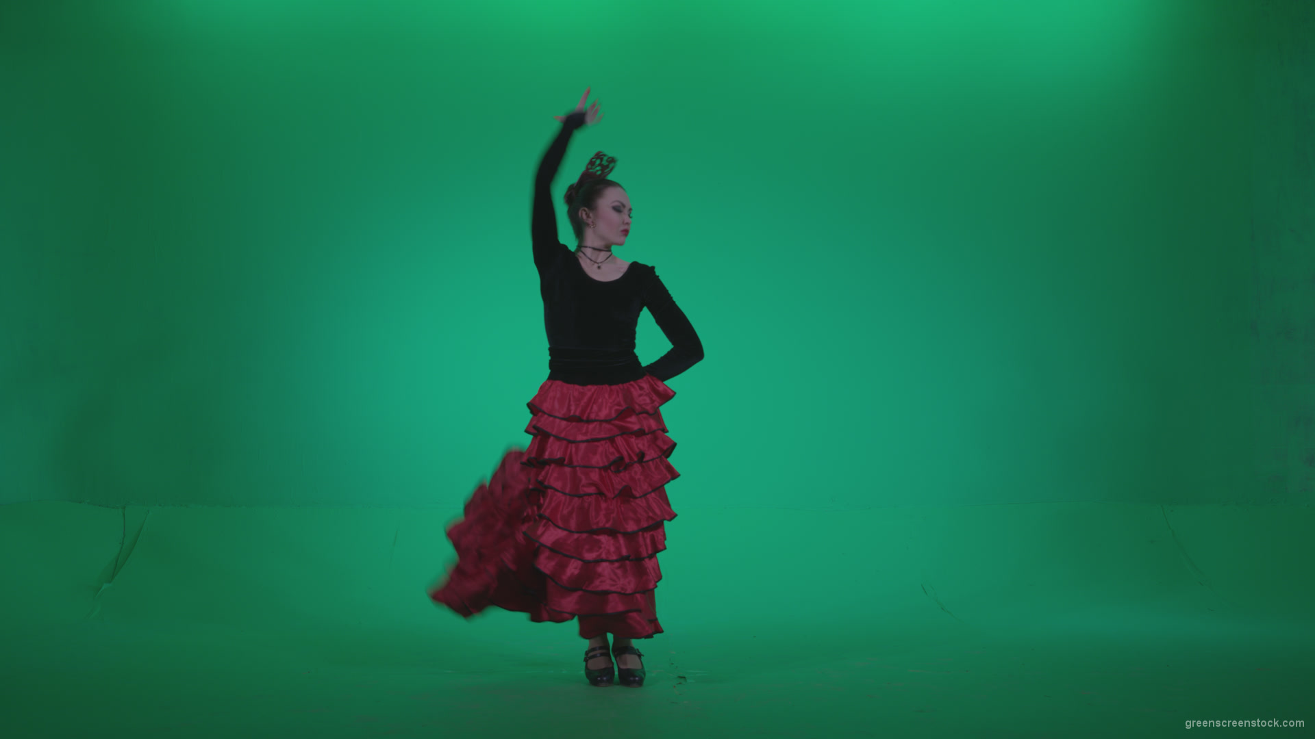 Flamenco-Red-and-Black-Dress-rb5-Green-Screen-Video-Footage_007 Green Screen Stock