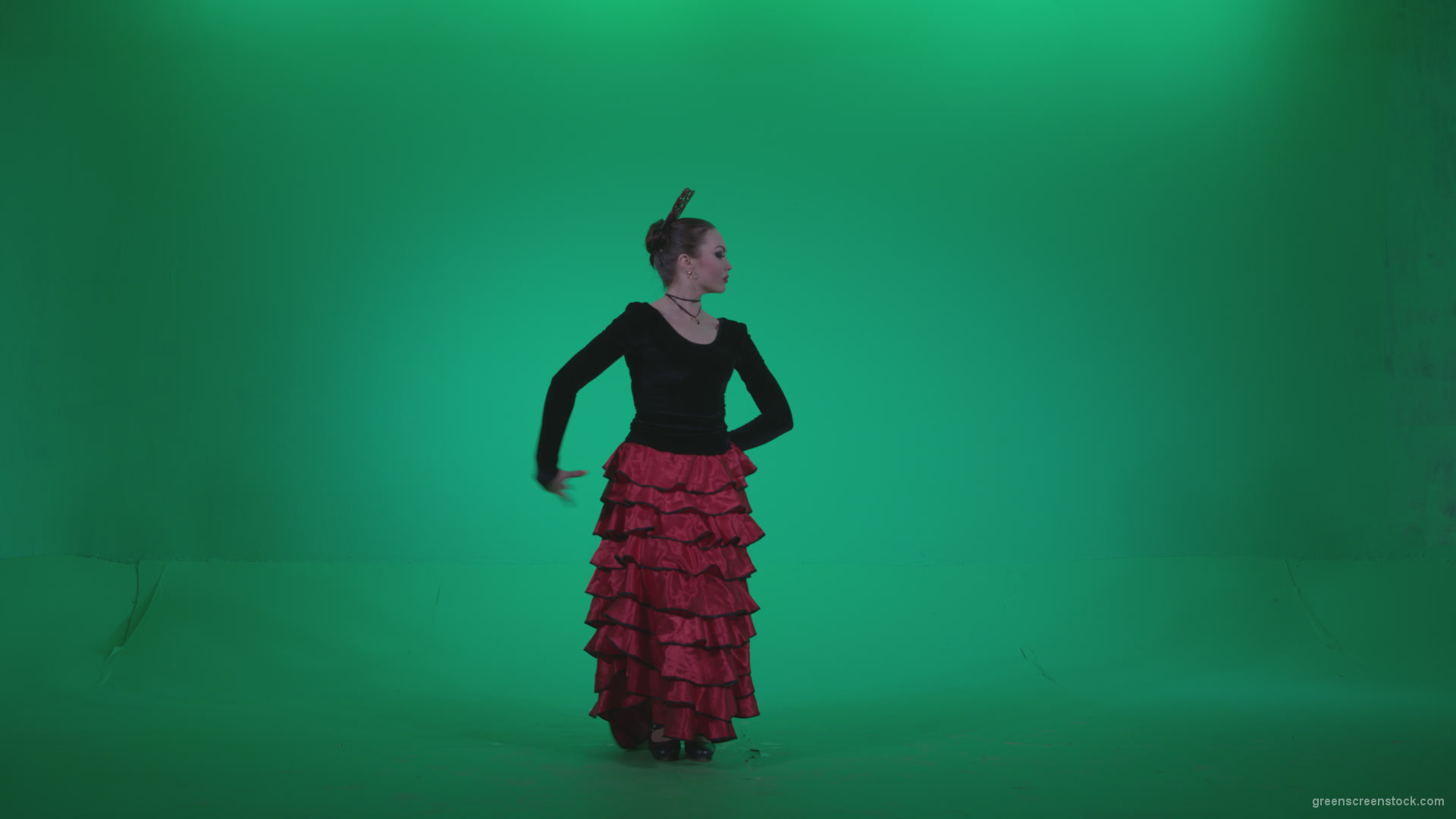 Flamenco-Red-and-Black-Dress-rb5-Green-Screen-Video-Footage_008 Green Screen Stock