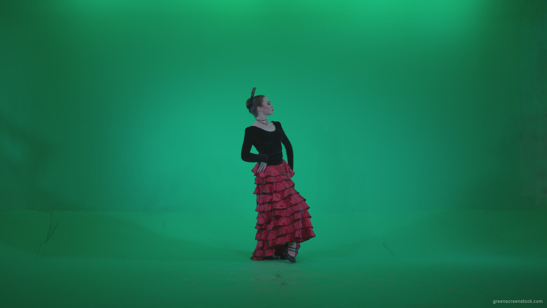 Flamenco-Red-and-Black-Dress-rb6-Green-Screen-Video-Footage_001 Green Screen Stock