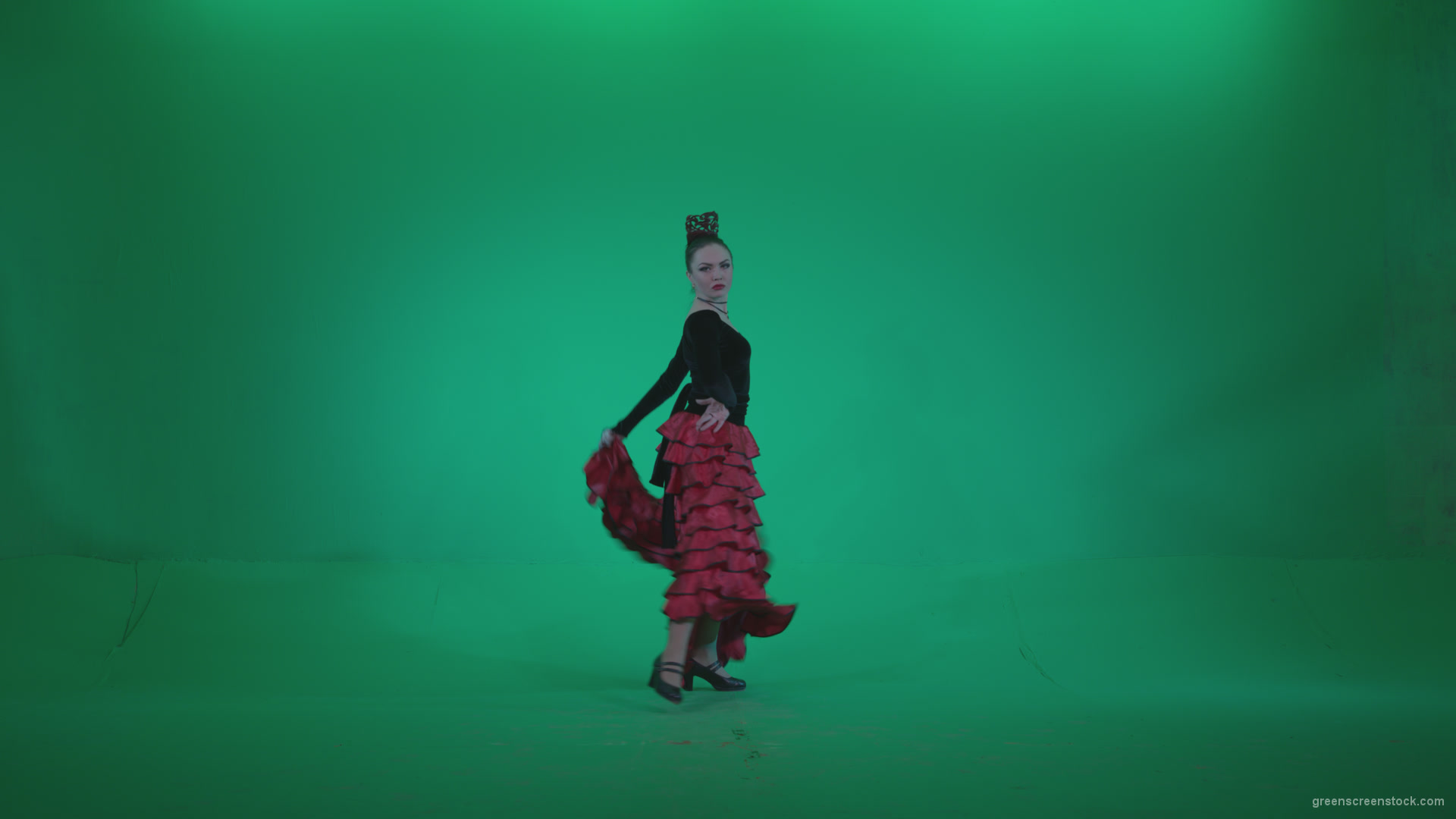 Flamenco-Red-and-Black-Dress-rb6-Green-Screen-Video-Footage_002 Green Screen Stock