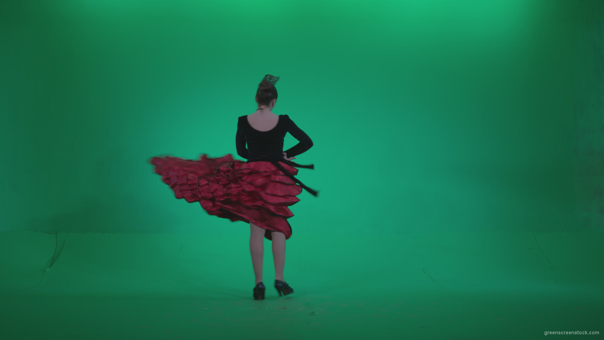 Flamenco-Red-and-Black-Dress-rb6-Green-Screen-Video-Footage_004 Green Screen Stock