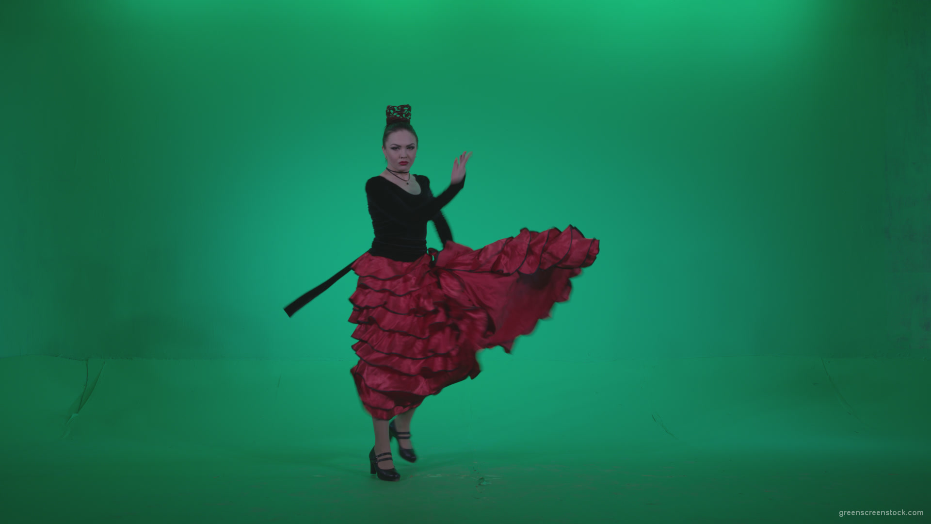 Flamenco-Red-and-Black-Dress-rb6-Green-Screen-Video-Footage_005 Green Screen Stock