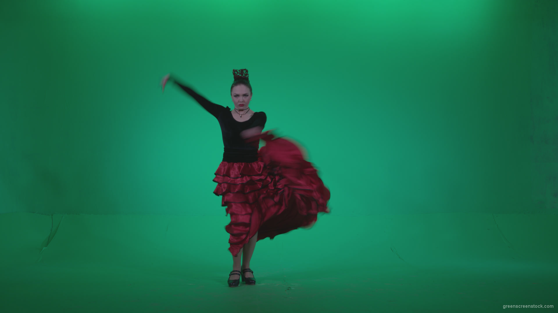 Flamenco-Red-and-Black-Dress-rb6-Green-Screen-Video-Footage_006 Green Screen Stock