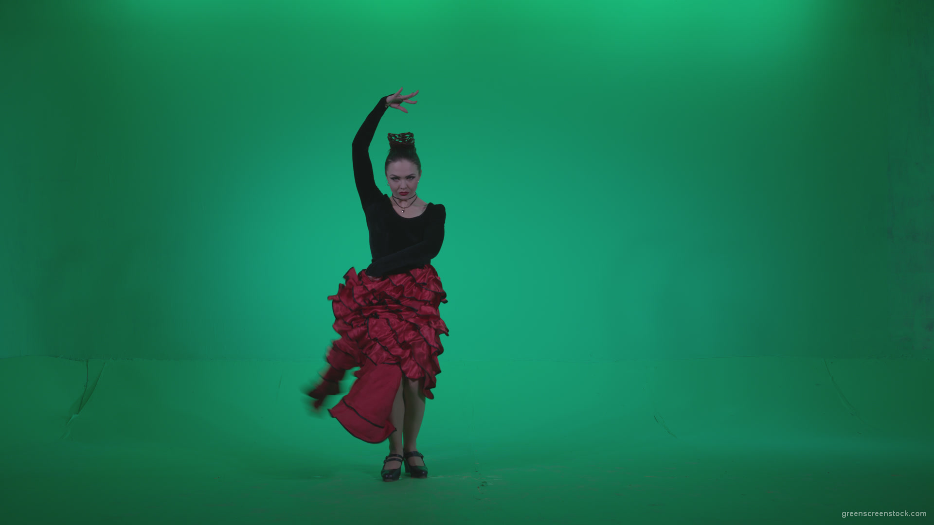 Flamenco-Red-and-Black-Dress-rb6-Green-Screen-Video-Footage_007 Green Screen Stock