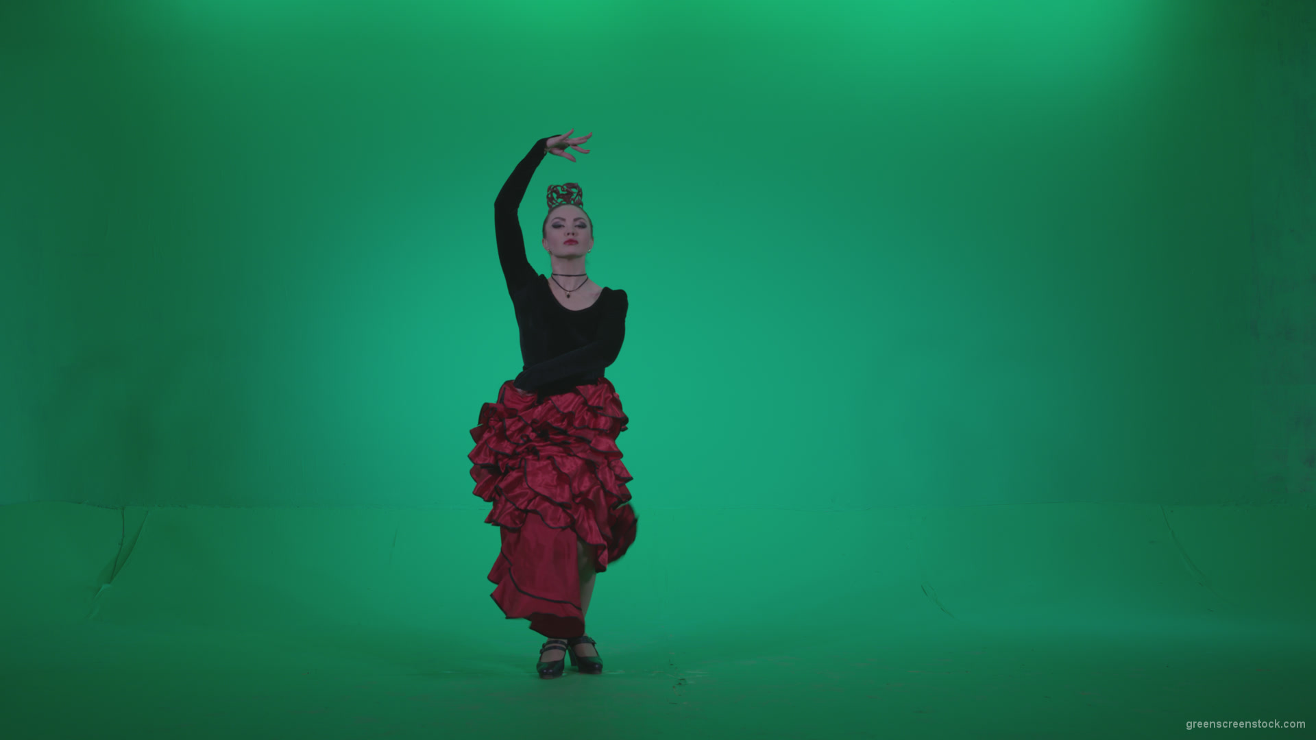 Flamenco-Red-and-Black-Dress-rb6-Green-Screen-Video-Footage_008 Green Screen Stock