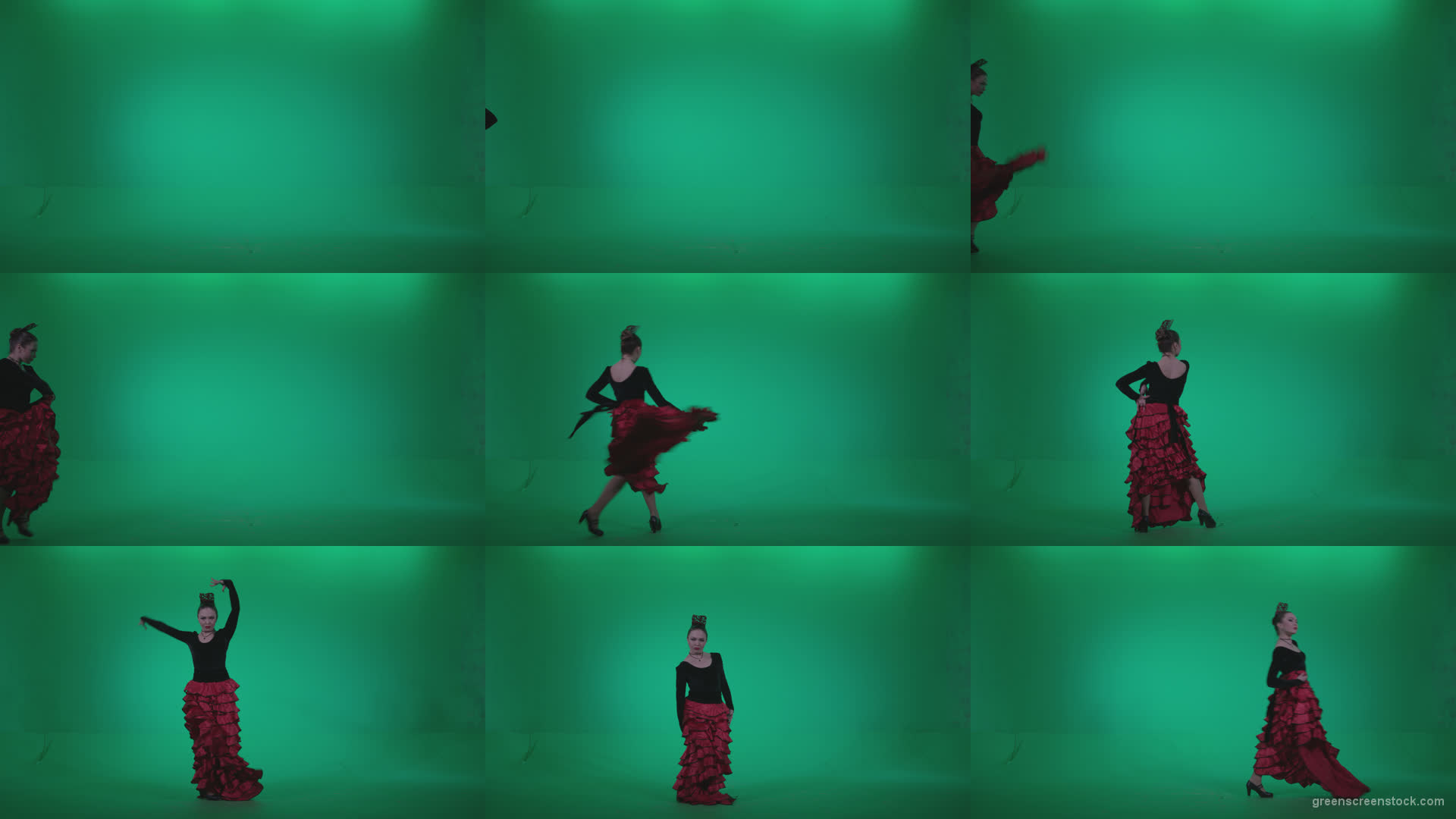 Flamenco-Red-and-Black-Dress-rb7-Green-Screen-Video-Footage-1 Green Screen Stock