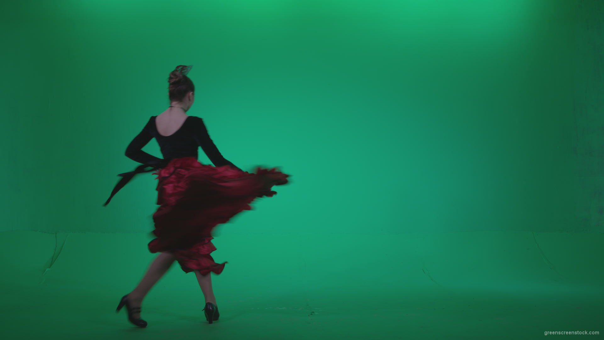 Flamenco-Red-and-Black-Dress-rb7-Green-Screen-Video-Footage-1_005 Green Screen Stock