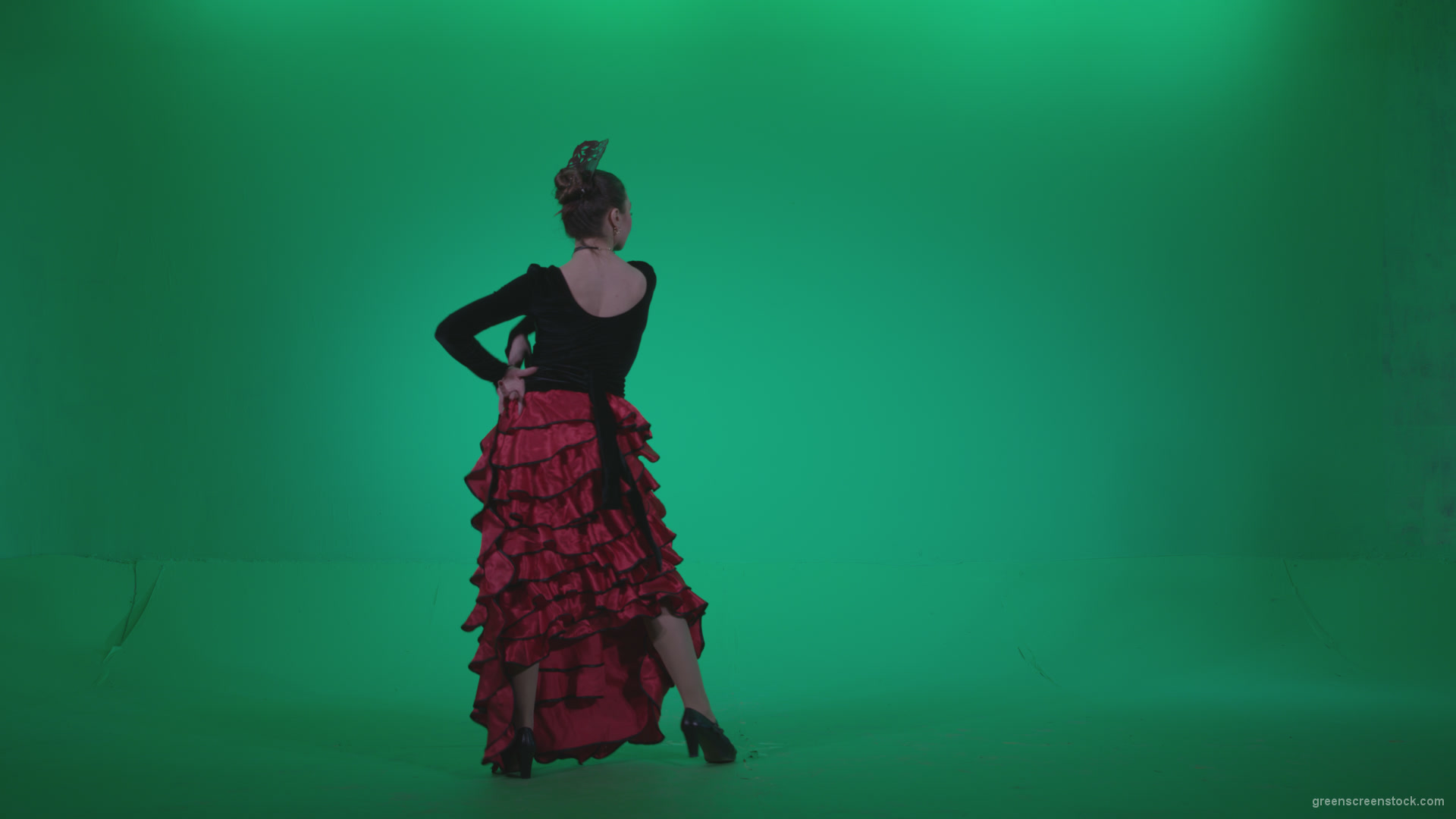 Flamenco-Red-and-Black-Dress-rb7-Green-Screen-Video-Footage-1_006 Green Screen Stock