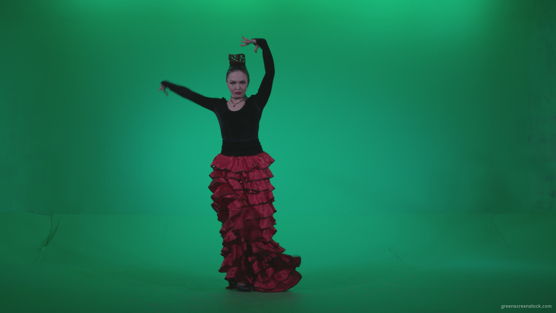 Flamenco-Red-and-Black-Dress-rb7-Green-Screen-Video-Footage-1_007 Green Screen Stock