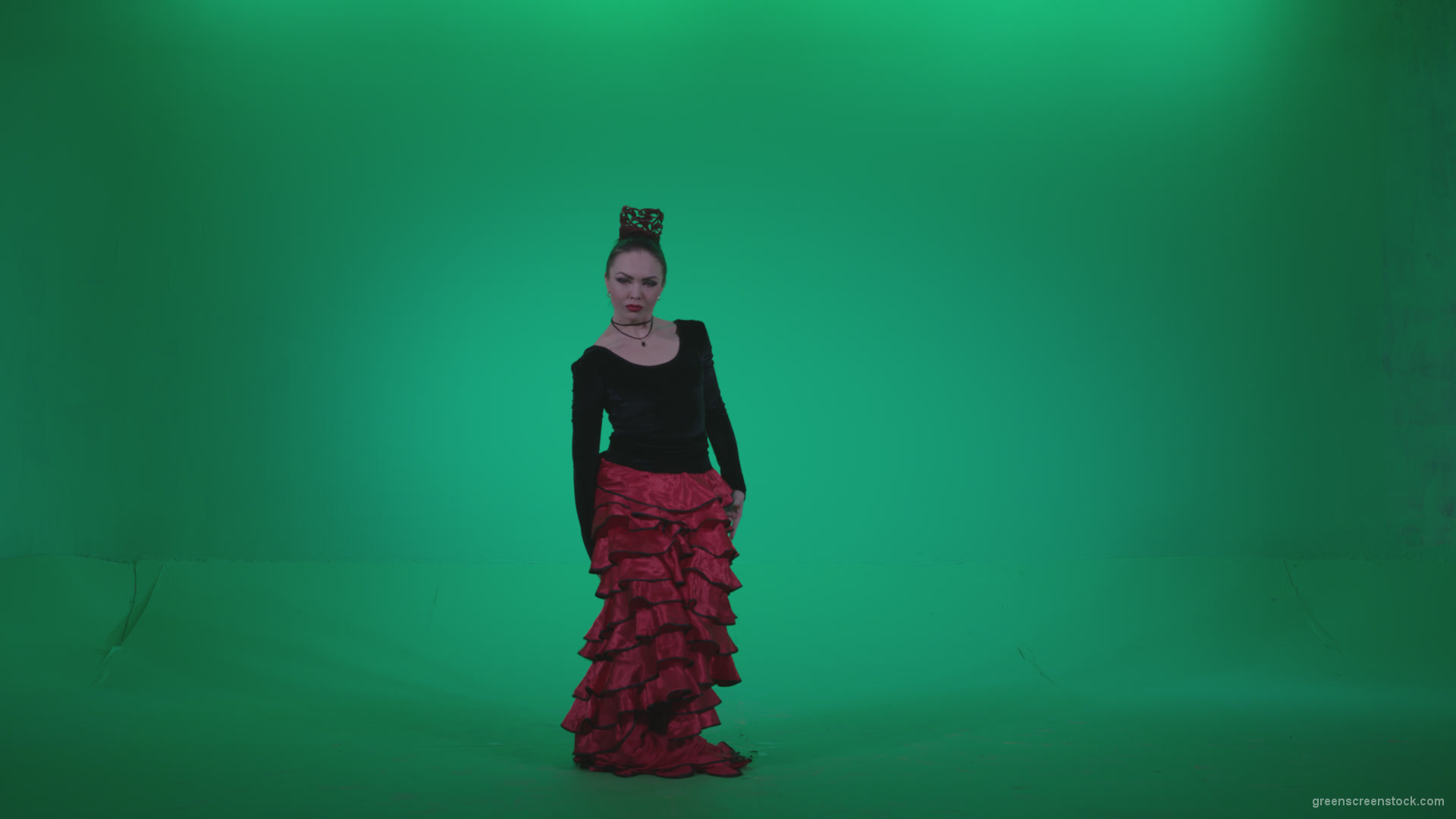Flamenco-Red-and-Black-Dress-rb7-Green-Screen-Video-Footage-1_008 Green Screen Stock