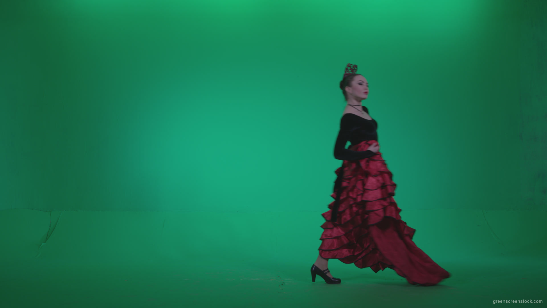 Flamenco-Red-and-Black-Dress-rb7-Green-Screen-Video-Footage-1_009 Green Screen Stock