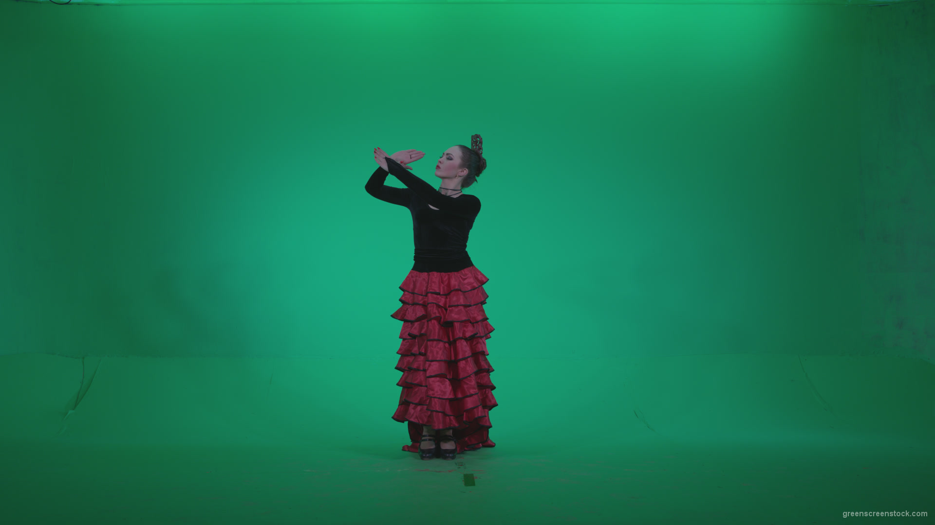 Flamenco-Red-and-Black-Dress-rb9-Green-Screen-Video-Footage_001 Green Screen Stock