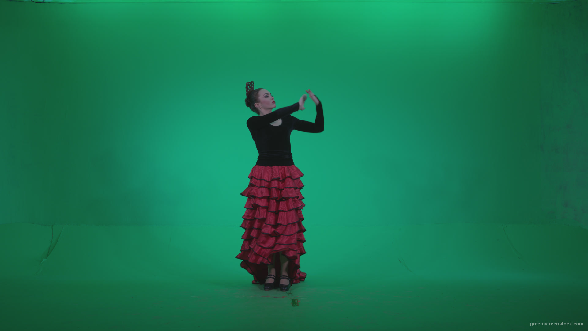 Flamenco-Red-and-Black-Dress-rb9-Green-Screen-Video-Footage_004 Green Screen Stock