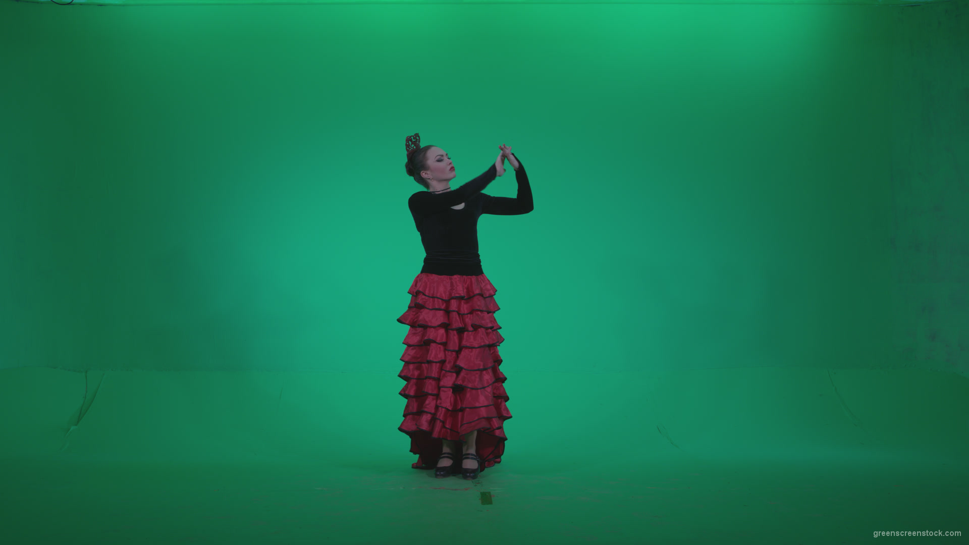 Flamenco-Red-and-Black-Dress-rb9-Green-Screen-Video-Footage_005 Green Screen Stock