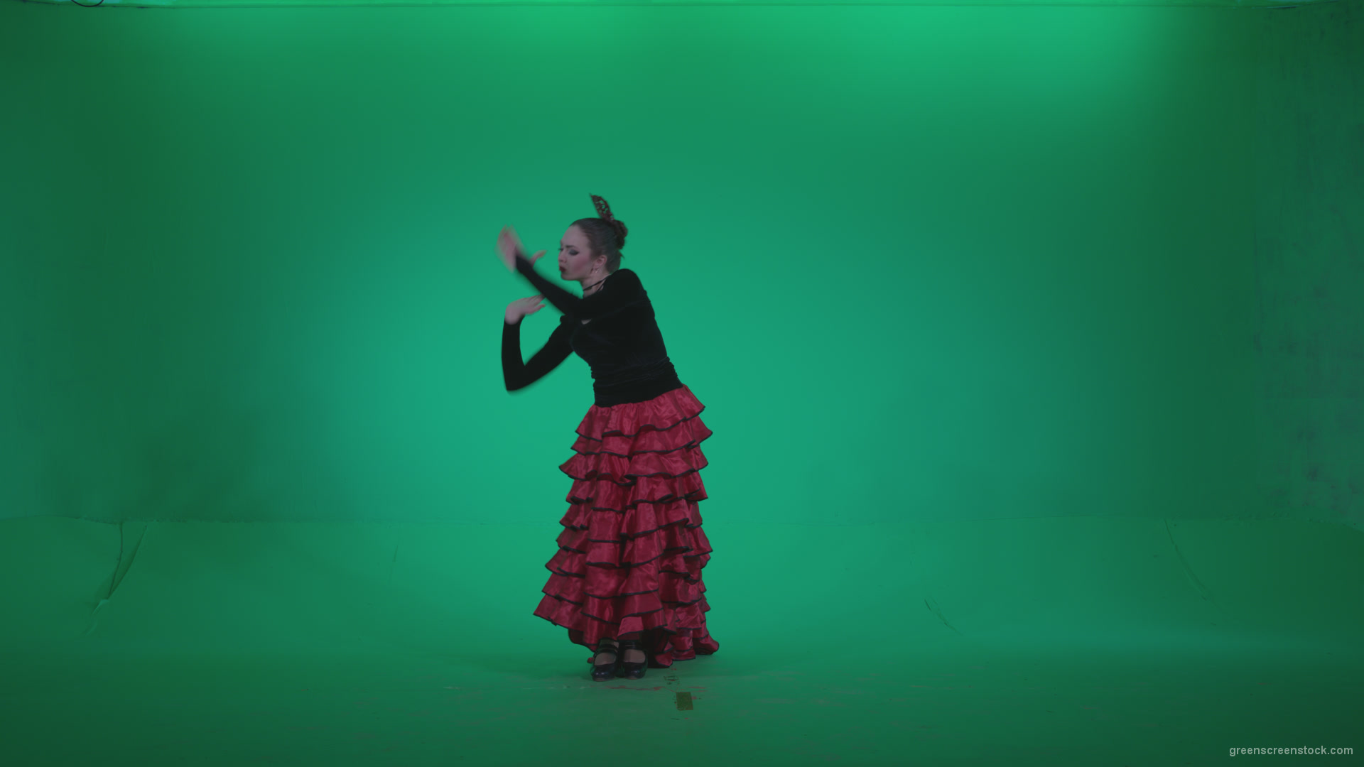Flamenco-Red-and-Black-Dress-rb9-Green-Screen-Video-Footage_008 Green Screen Stock