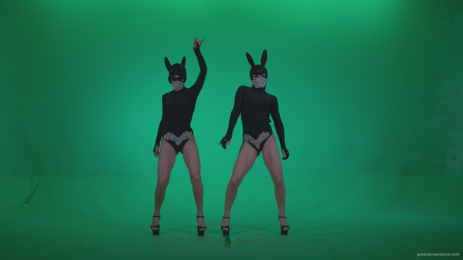 vj video background Go-go-Dancer-Black-Rabbit-u1-Green-Screen-Video-Footage_003