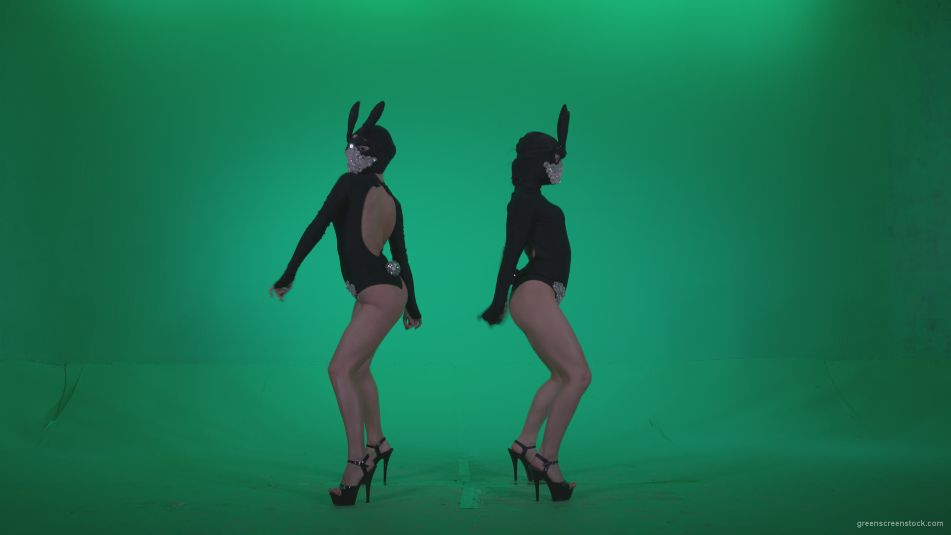 Go-go-Dancer-Black-Rabbit-u1-Green-Screen-Video-Footage_008 Green Screen Stock