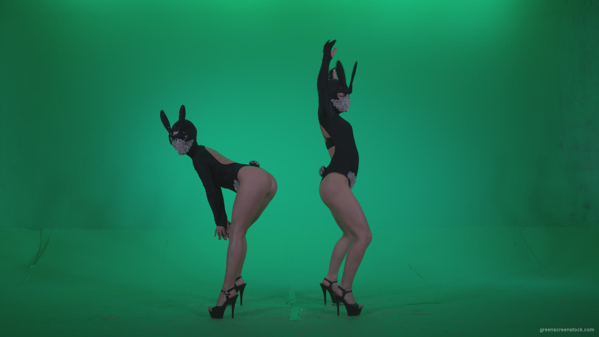 Go-go-Dancer-Black-Rabbit-u1-Green-Screen-Video-Footage_009 Green Screen Stock