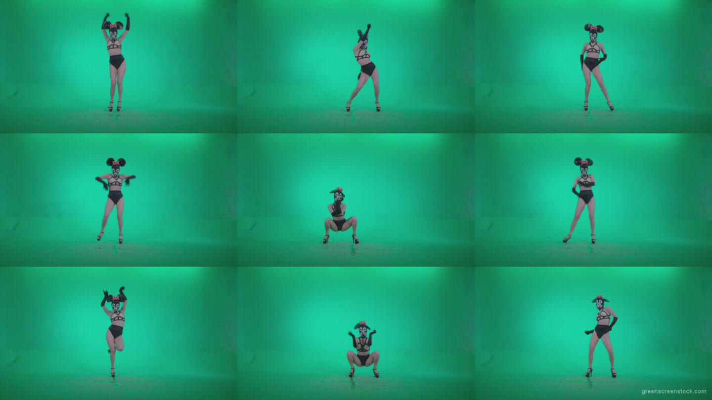 Go-go-Dancer-Latex-Mikki-x7-Green-Screen-Video-Footage Green Screen Stock