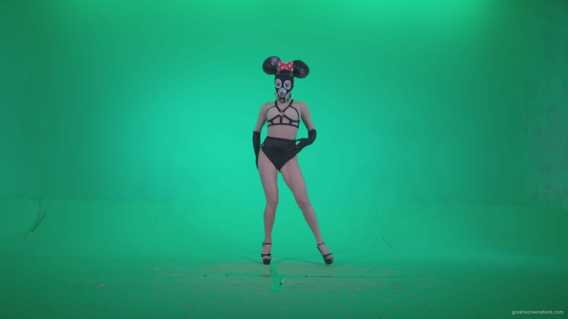 Go Go Dancer Latex Mikki X7 Green Screen Video Footage Video