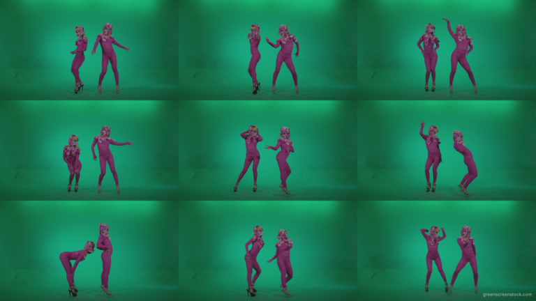 Go-go-Dancer-Pink-flowers-f1-Green-Screen-Video-Footage Green Screen Stock