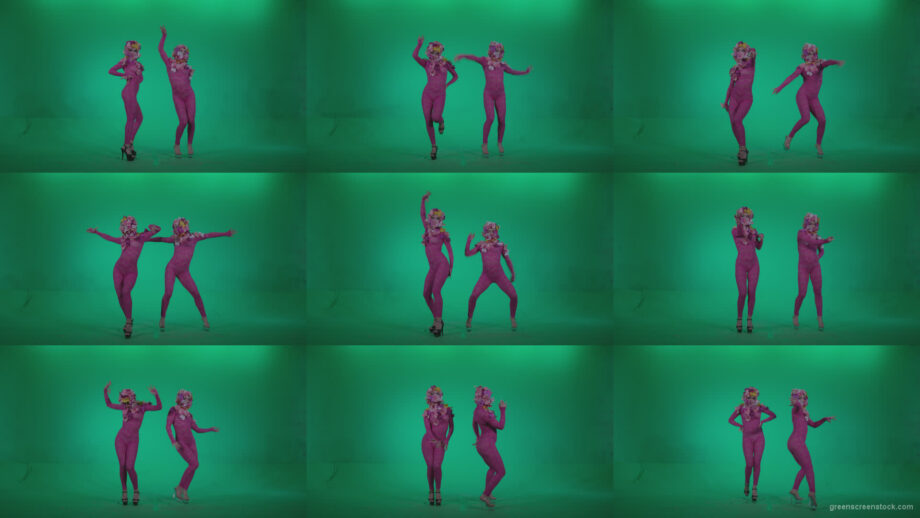 Go-go-Dancer-Pink-flowers-f2-Green-Screen-Video-Footage Green Screen Stock