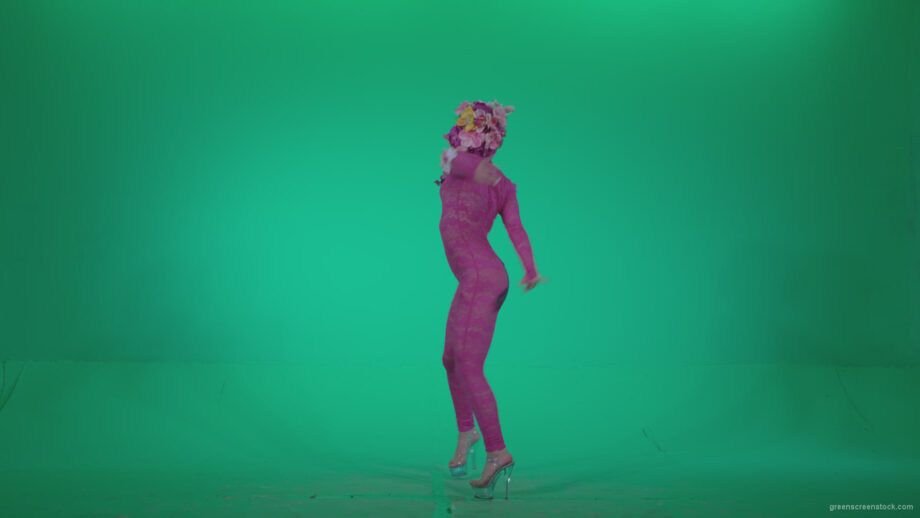 vj video background Go-go-Dancer-Pink-flowers-f6-Green-Screen-Video-Footage_003