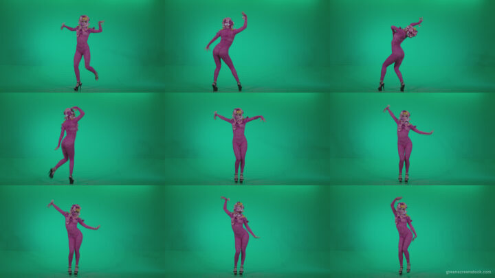 Go-go-Dancer-Pink-flowers-f7-Green-Screen-Video-Footage Green Screen Stock