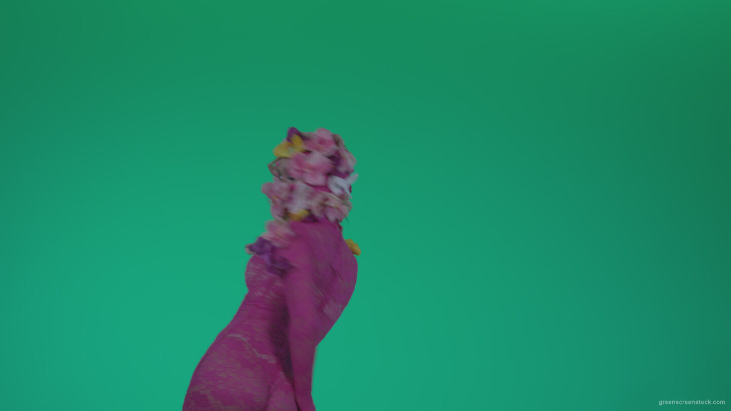 vj video background Go-go-Dancer-Pink-flowers-f8-Green-Screen-Video-Footage_003