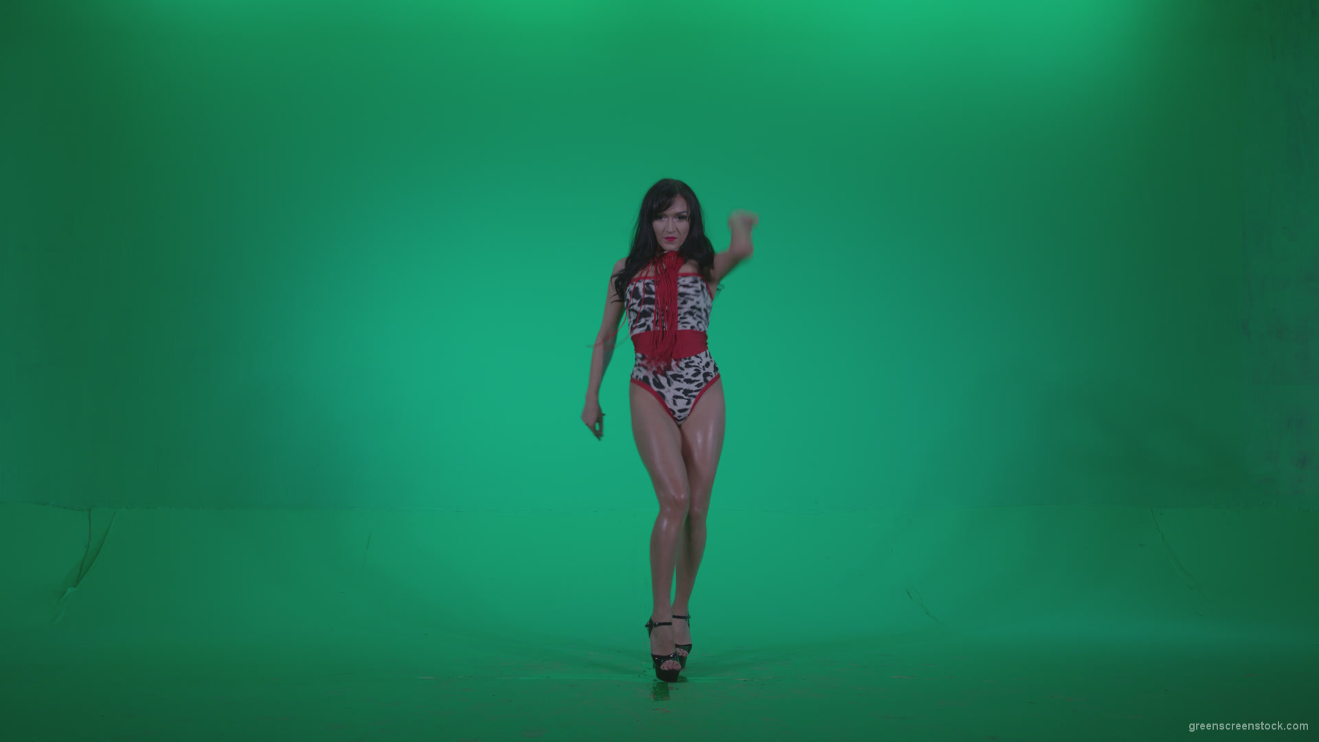Go-go-Dancer-Red-Dress-r1-Green-Screen-Video-Footage_007 Green Screen Stock