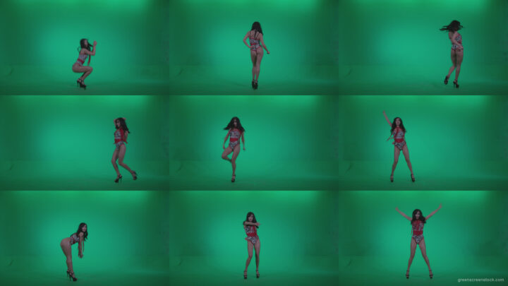 Go-go-Dancer-Red-Dress-r2-Green-Screen-Video-Footage Green Screen Stock